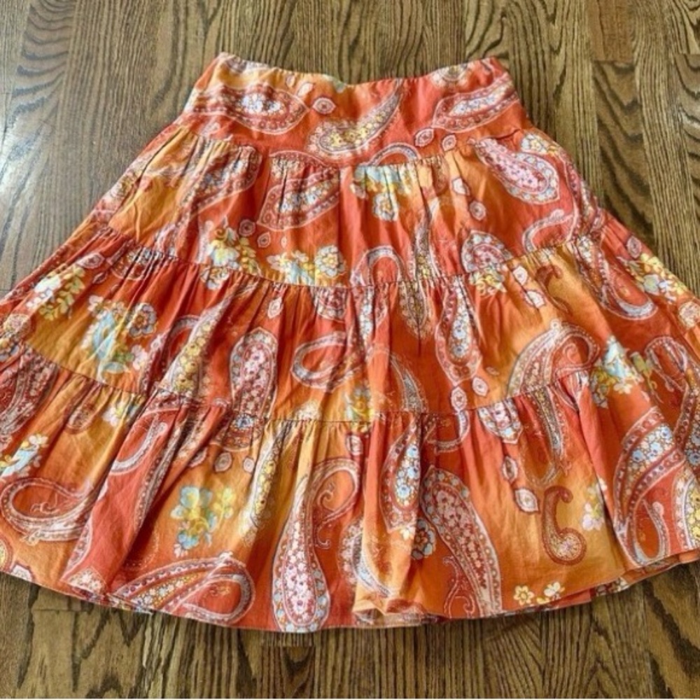 Chaps Vibrant Orange Paisley Maxi Skirt - Picture 2 of 9